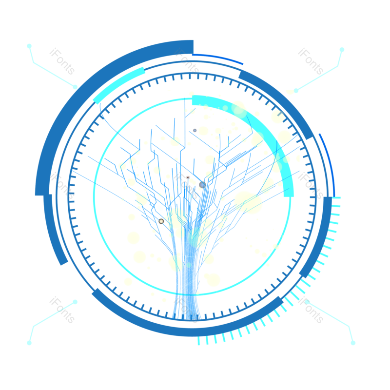 科技图片,插画元素,蓝色PNG,圆圈免抠素材
